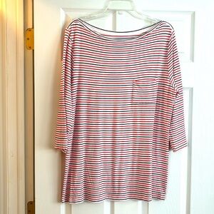 ❤️GAP STRIPED TUNIC-Red/White/Blue 3/4 Sleeve Top in Size XL